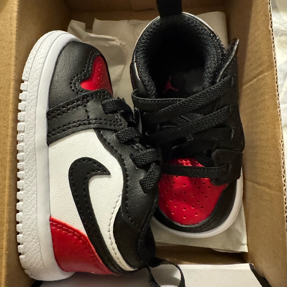 Jordan Kids Black, Red, and White Sneakers